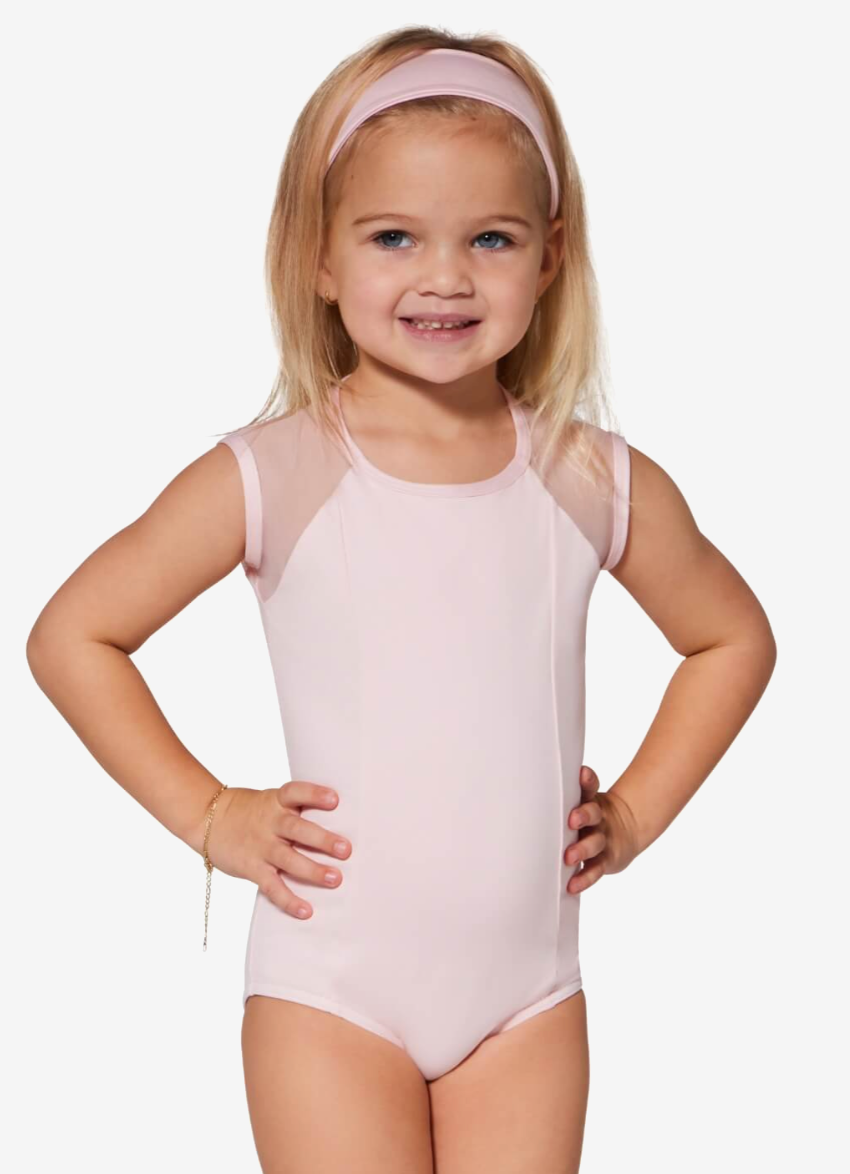 Raglan Mesh Sleeve High Neck Leotard - Child