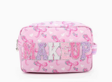 Load image into Gallery viewer, &quot;Makeup&quot; Floral Bow Quilted Pouch
