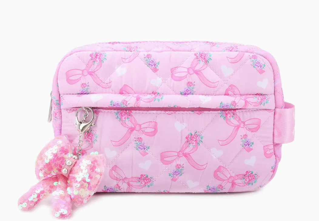 Quilted Floral Bow Pouch